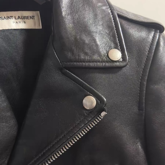 Authentic Saint Laurent Black Leather Moto Jacket - Picture 4 of 8